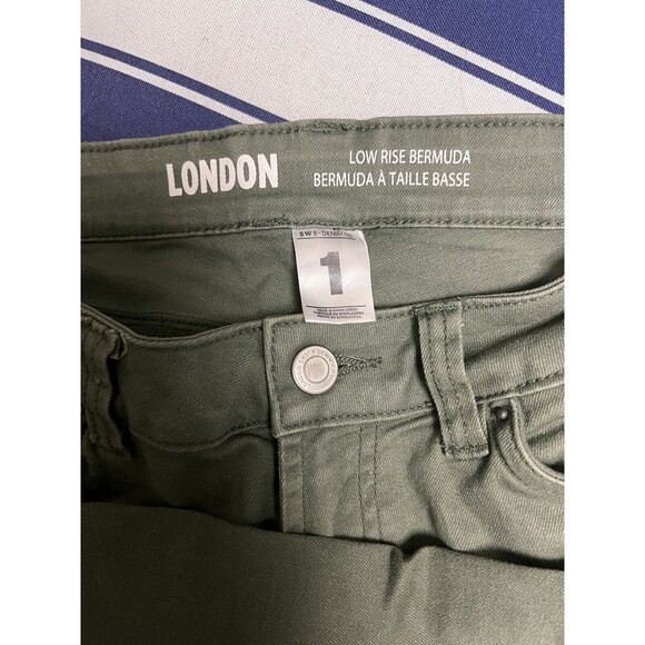 BKJ Sws X London Shorts Women Size 1 27 Bermuda Low Rise‎ Green Denim Jean - Picture 6 of 8